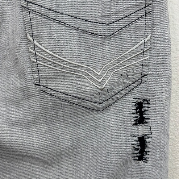 G by Guess Lucas Relaxed Straight Leg Mens Gray Distressed Stitch Jeans Sz. 33 - Picture 14 of 16